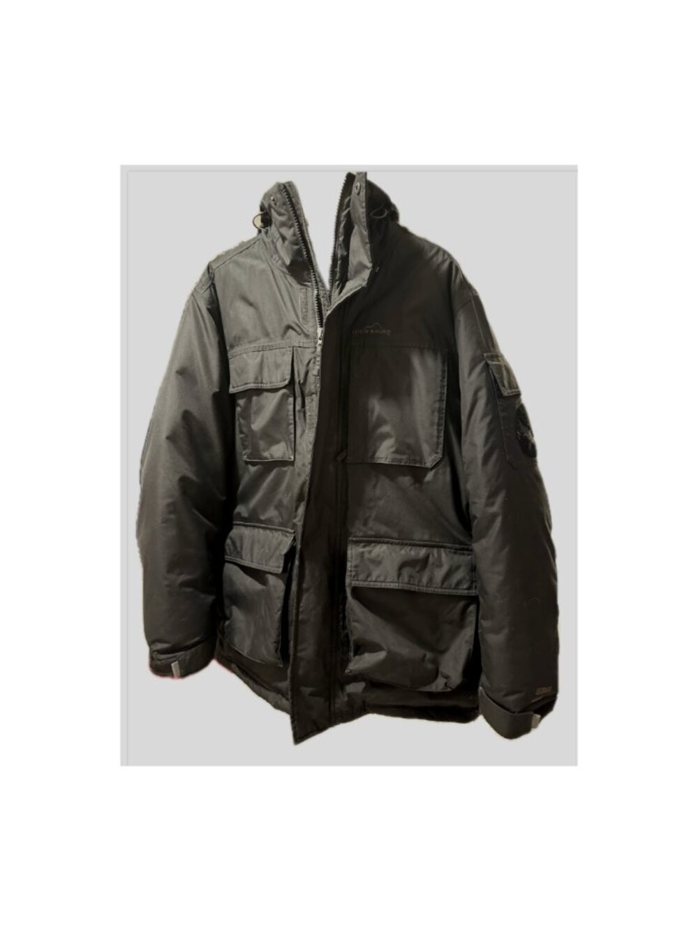 Eddie Bauer EB600 Goose Down Parka Black Mens Large WeatherEdge Hooded Coat